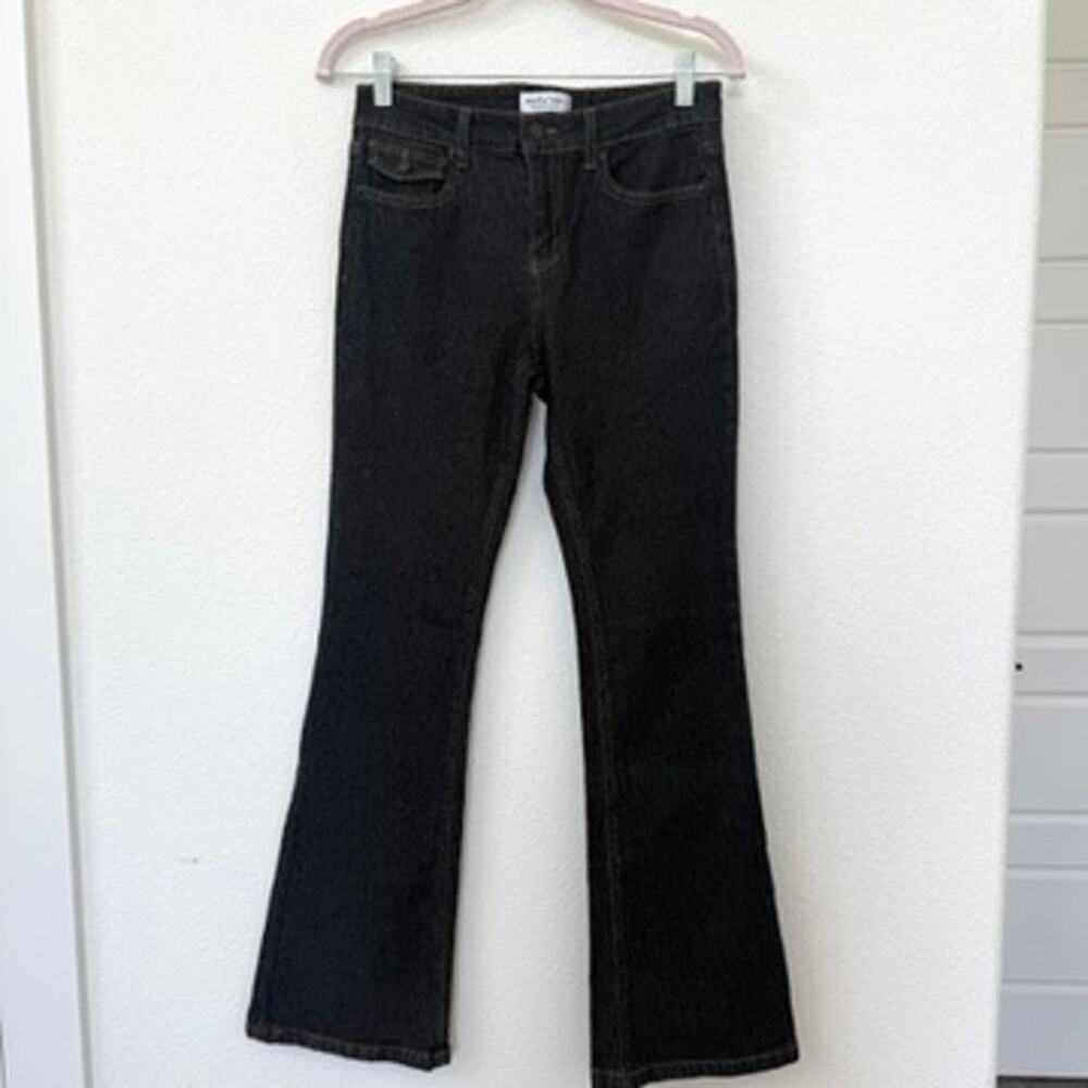 Vanilla Star Black‎ Flare Jeans Size 4 W26 Contrast Stitch Y2K Bootcut Denim